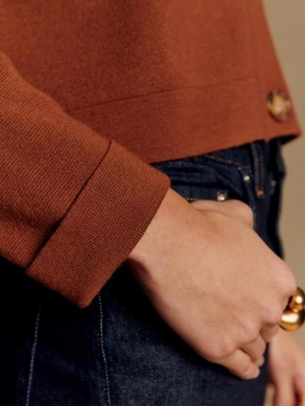 Sezane Betty Cardigan Hazelnut S - Picture 5 of 8
